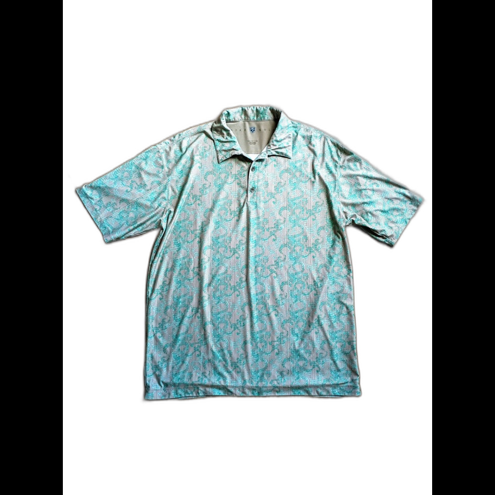 Nike Golf Green Abstract Patterned Polo Shirt L